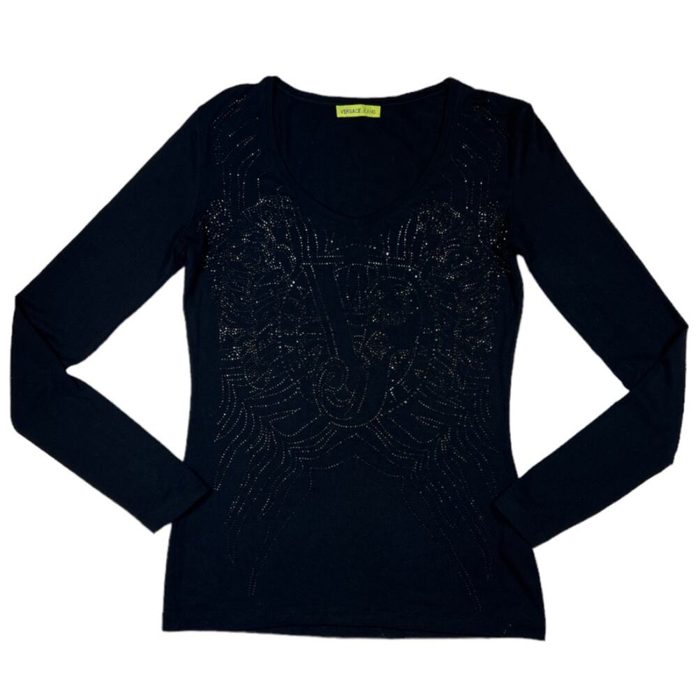 Versace Jeans Black Long Sleeve Top | Size M